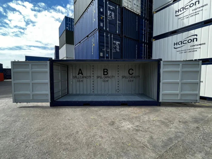 Base “OPEN SIDE 20” com tabuleiro de recolha de gotas e tabuleiro de retenção