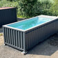 Piscina contentor de 20 pés, cinzento antracite, com função de natação contra correntes.