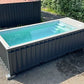 Piscina contentor de 20 pés, cinzento antracite, com função de natação contra correntes.