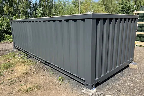 Piscina contentor de 20 pés, cinzento antracite, com função de natação contra correntes.